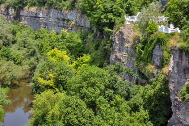 istock Smotrych river canyon with waterfall. Kamianets-Podilskyi, Ukraine. 1598096786