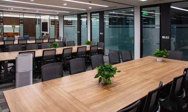 The seats in the large training classroom are neatly arranged