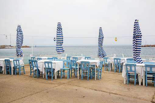 Cafe on the beach with sea