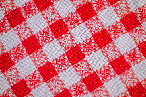 Red and white gingham tablecloth pattern