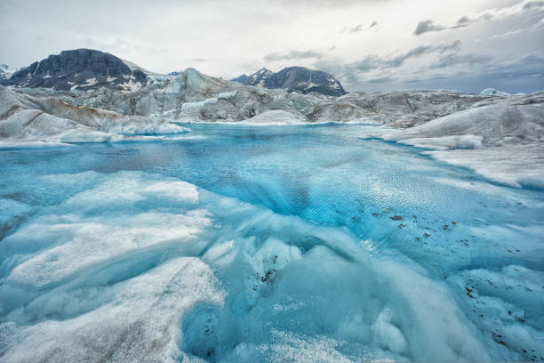 Blue lagoon at Glacier Knik in summer, Alaska, US. High quality photo