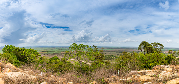 Panorama from Mount Inkerman Scenic Lookout over Landscape of Queensland, Australia