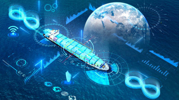 istock Cargo Container Ship with circular economy icon. Sustainable strategy approach to eliminate waste and pollution growth of transportation logistics and environment. Concept Environmentally friendly and sustainable future 1598215223