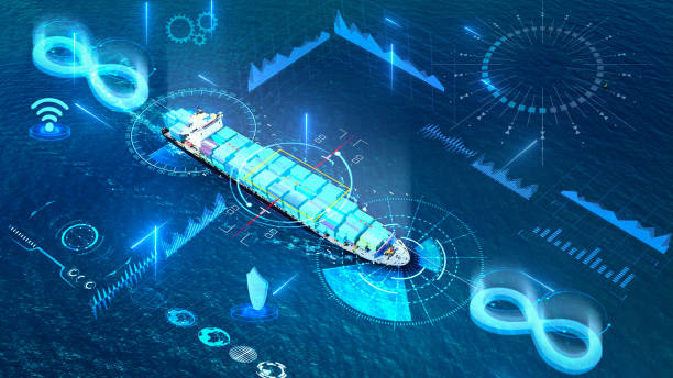 istock Cargo Container Ship with circular economy icon. Sustainable strategy approach to eliminate waste and pollution growth of transportation logistics and environment. Concept Environmentally friendly and sustainable future 1598215224