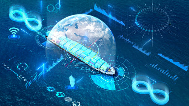 istock Cargo Container Ship with circular economy icon. Sustainable strategy approach to eliminate waste and pollution growth of transportation logistics and environment. Concept Environmentally friendly and sustainable future 1598215225