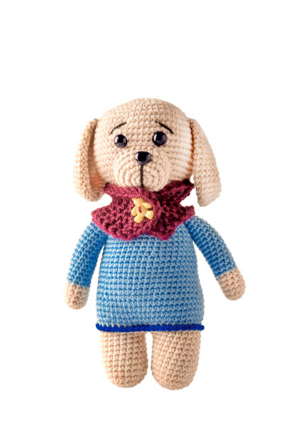 istock Handmade soft toy isolated on white background. Dog. 1598217358