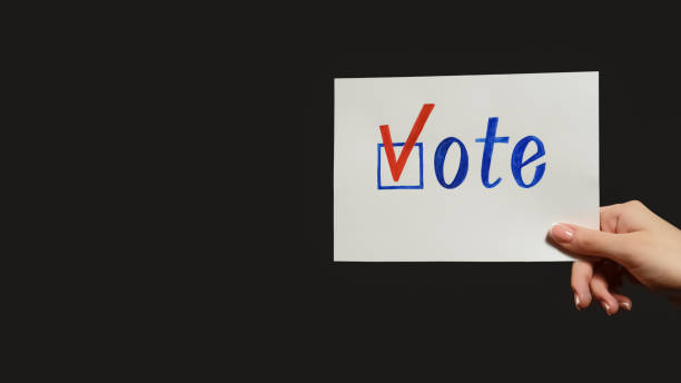 istock Vote sign election campaign hand ballot check mark 1598238379