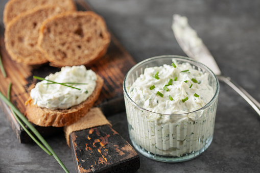 Benedictine spread. Cream cheese with cucumber and spring onions. United States cuisine