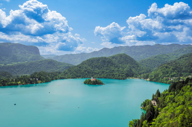 istock Lake Bled with the Bled island in Slovenia during springtime 1598243390