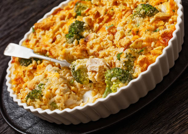 istock chicken rice broccoli casserole in baking dish 1598248630