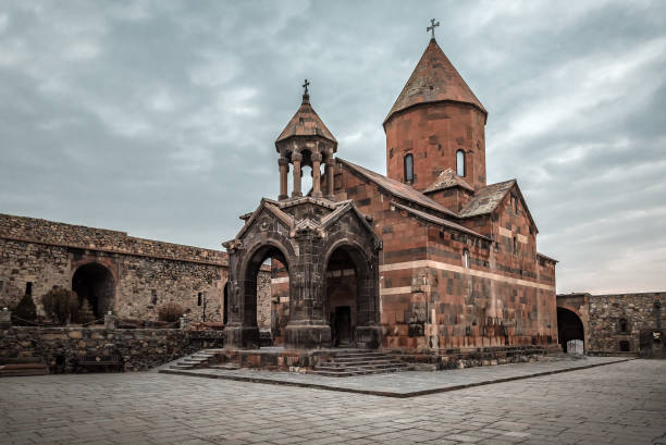 Khor Virap ancient beautiful monastery in the mountains of Armenia stock photo