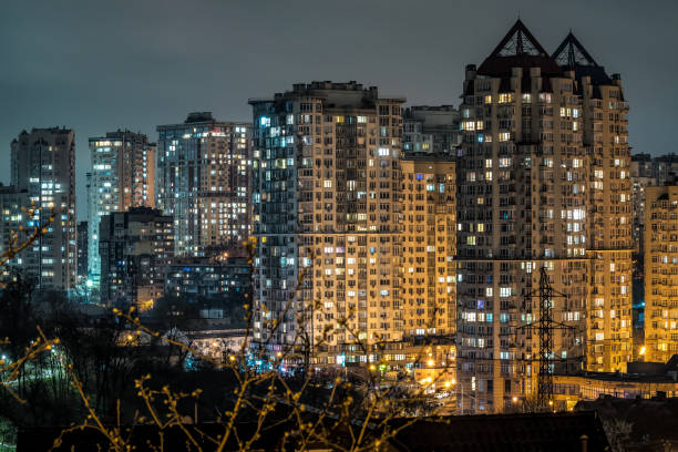 istock Night cityscape with tall skyscrapers 1598280448