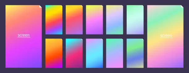 Vector illustration of Vibrant and smooth pastel gradient soft colors set for devices, pc and modern smartphone screen backgrounds