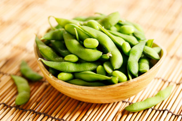 istock Boiled green soybeans in a bowl. 1598328804