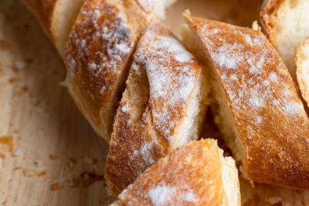 Cut white bread into pieces