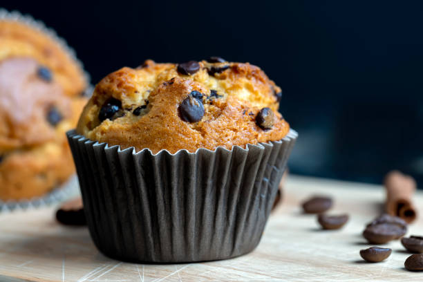 istock Cupcake with chocolate pieces, close up 1598352409