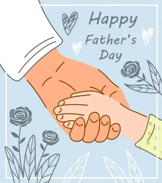 Vector illustration of Man holds child by hand