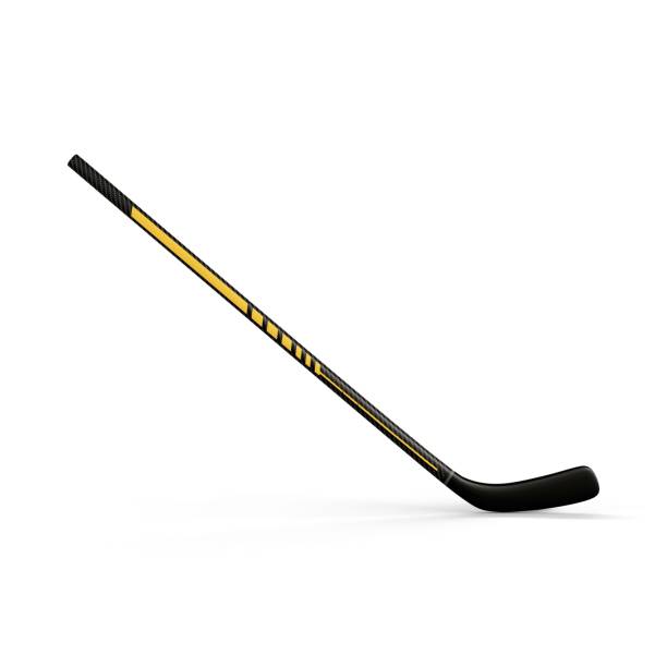 a hockey stick that is sitting on a white surface by itself