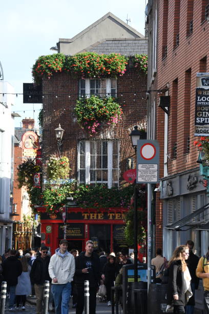 das äußere des berühmten temple bar pubs im stadtteil temple bar in dublin, irland - irish culture music guinness pub stock-fotos und bilder