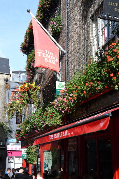 das äußere des berühmten temple bar pubs im stadtteil temple bar in dublin, irland - irish culture music guinness pub stock-fotos und bilder