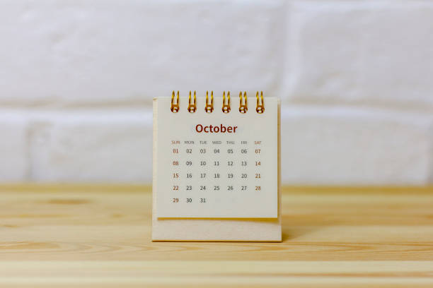 istock Hello, October.Desktop calendar for planning for October 2023. 1598399597