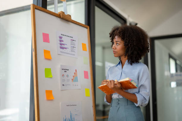 istock Businesswoman writing plan on notebook business 1598411658