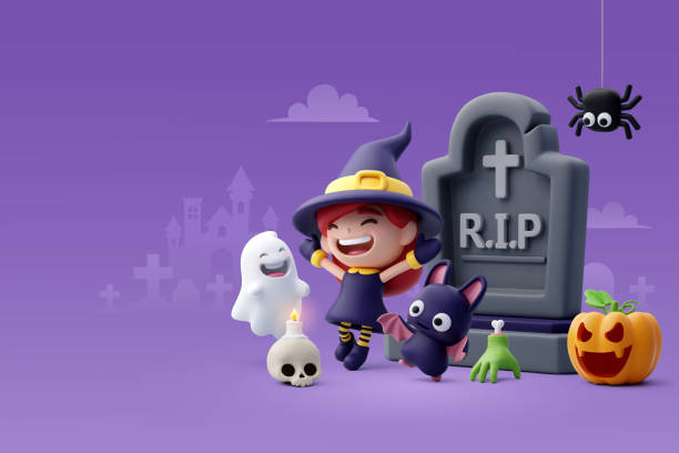istock Collection of 3d Vector Halloween icon, Happy Halloween party concept. 1598419116