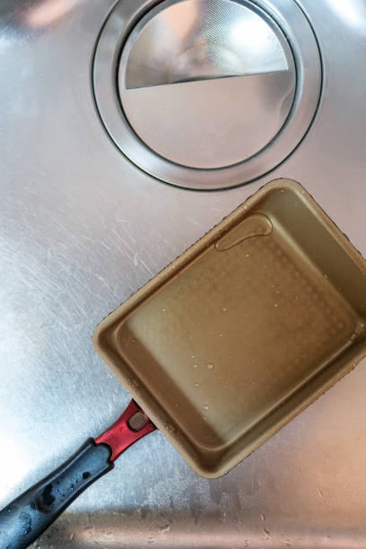istock Used frying pan in the kitchen sink 1598444100
