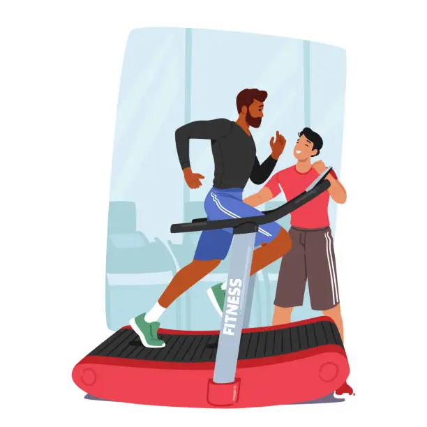 Vector illustration of Athlete Male Character Receiving Personalized Training And Guidance From A Personal Coach for Maximizing Performance