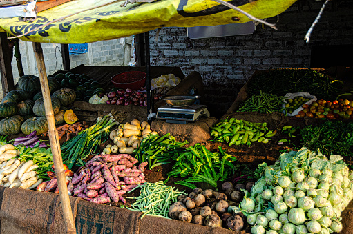 Market on the road, vegetables and fruits, Sri Lanka. High quality photo