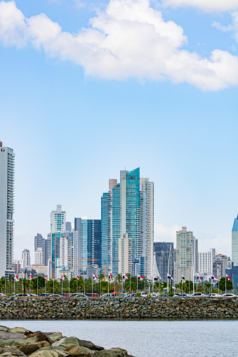 View of Panama Skyline on a blue sky
