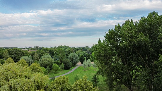 Pathway in a public park in Den Bosch (‘s-Hertogenbosch), taken from the air.