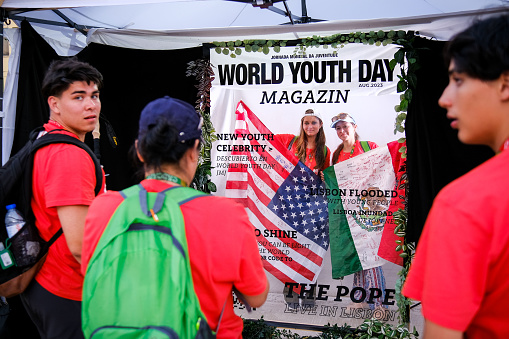 Lisbon, Portugal. August 4 2023. During the fourth day of the World Youth Day Lisbon 2023, pilgrims participate in the Catholic Influencers Festival.