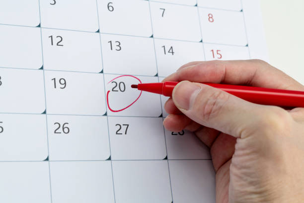 istock Red mark on the calendar at number 20 1598565243