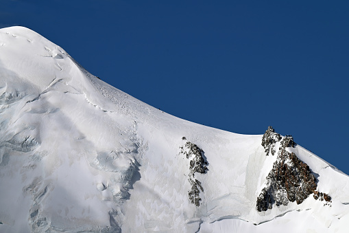Bosses ridge of Mont Blanc with Vallot hut and observatory
