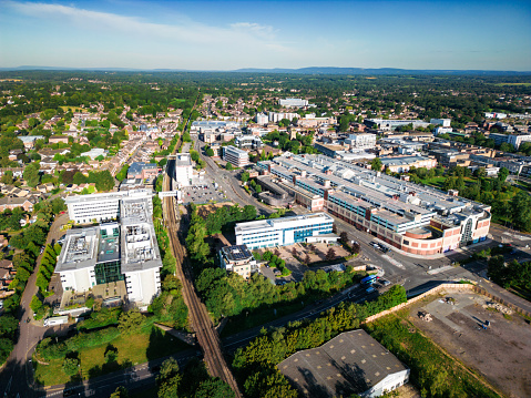 A high angle view of the city of Reading, Pennsylvania.