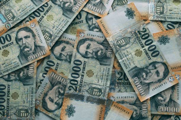 istock Top view of a stack of Hungarian forint banknotes 1598612079