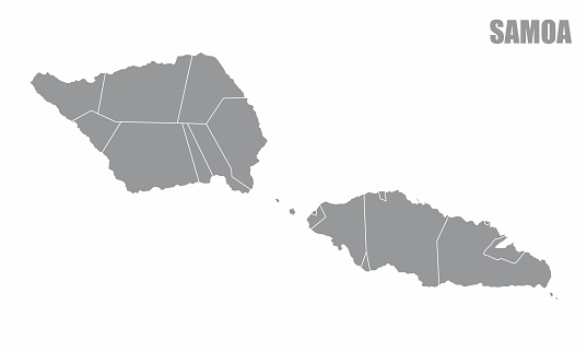 Samoa administrative map isolated on white background