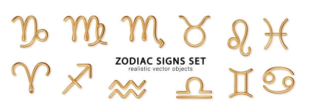 istock Zodiac gold signs with set with shadow. Luxury realistic signs set for astrology horoscope predictions. Vector. 1598617062