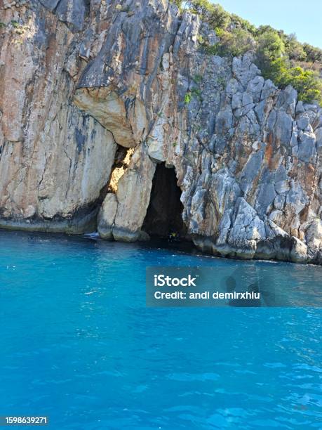 Pirate Cave Dhermi Albania Stock Photo - Download Image Now - Albania, Albanian Riviera, Beach