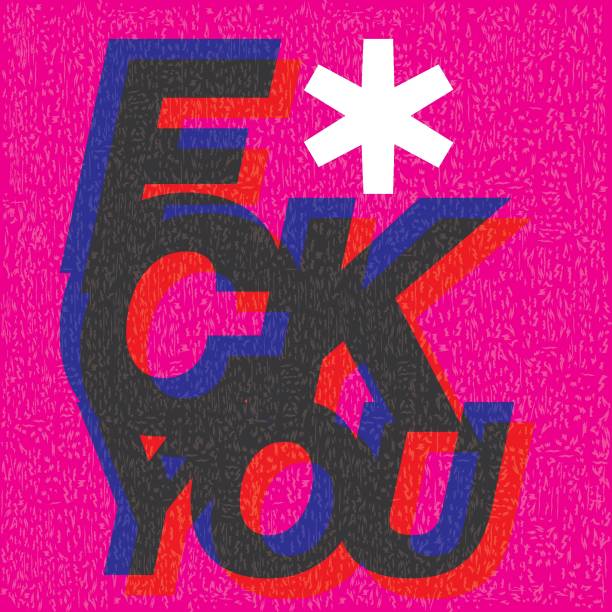 слово fuck you в цветах cmyk перекрывается прозрачным с векторной иллюстрацией с эффектом печати riso на розовом фоне. - fuck you stock illustrations
