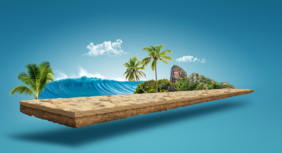 3d illustration of tropical road isolated. beach sand road creative design.