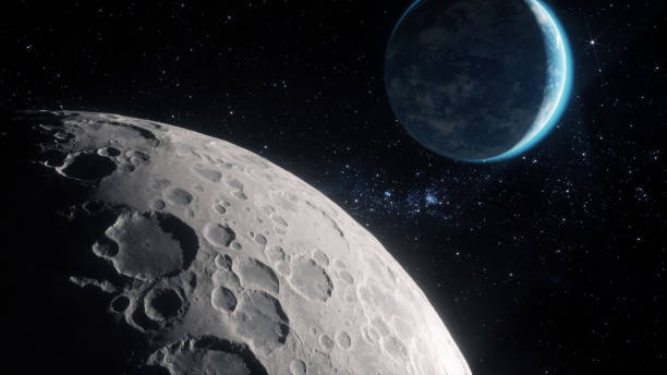 istock View of earth and moon from space. Distance between earth and moon. 1598689196