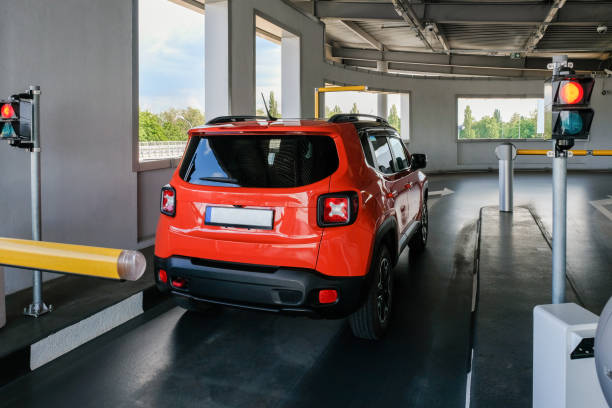 The car enters the underground parking.
