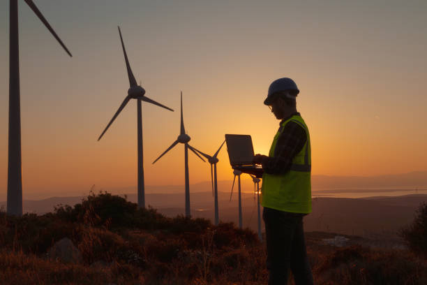 istock Renewable Energy Systems Innovator: Engineer Planning at Wind Turbines Farm 1598692439