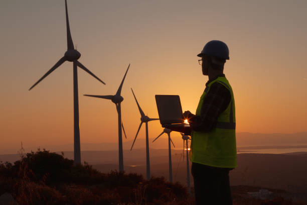 istock Renewable Energy Systems Innovator: Engineer Planning at Wind Turbines Farm 1598692450