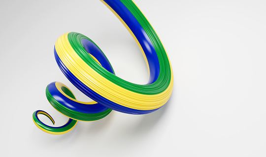 3d Flag of Gabon 3d Spiral Glossy Ribbon Of Gabon Isolated On White Background, 3d illustration