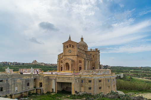 Gharb, Gozo - April 3rd 2019: The Basilica of the National Shrine of the Blessed Virgin of Ta' Pinu, known as the Ta Pinu National Shrine was built in 1932.