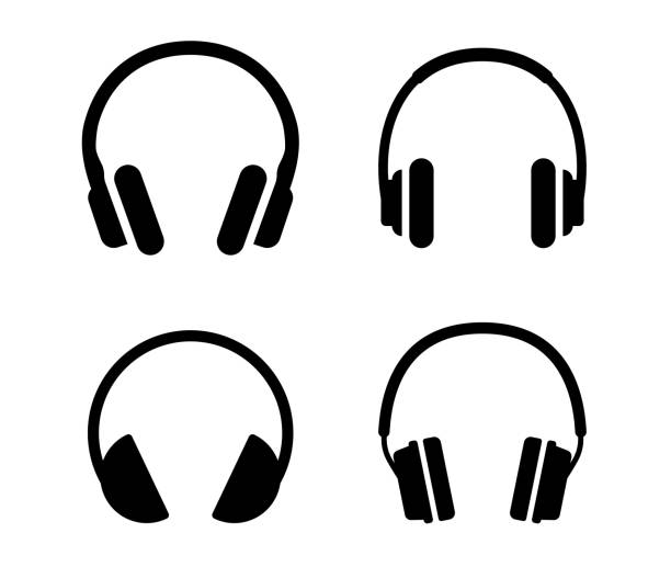 ikon headphone diatur. ilustrasi vektor - headphone in ear nirkabel foto ilustrasi stok