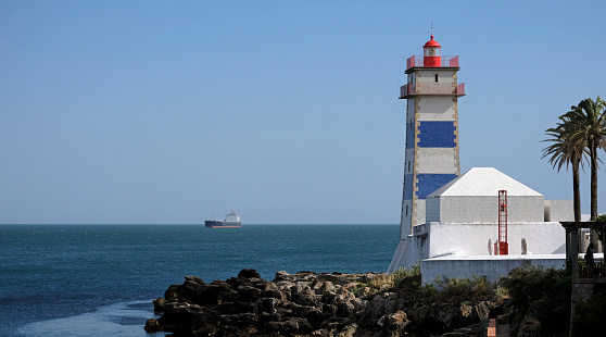 Lighthouse at the coast of Cascais, Portugal